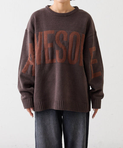 【UNISEX】提花絨標誌針織衫