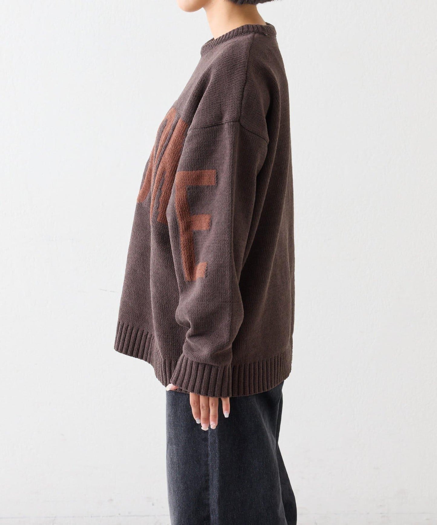 【UNISEX】提花絨標誌針織衫