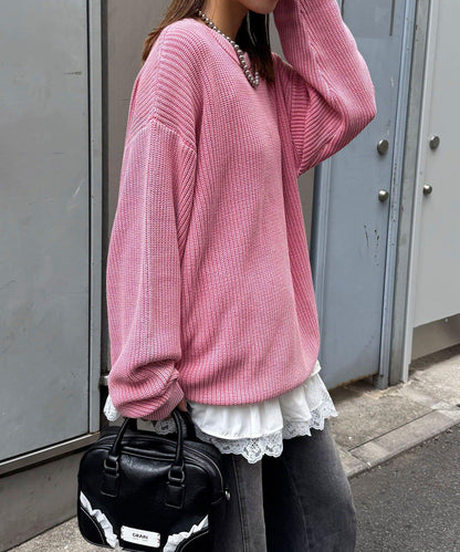 石洗針織套頭衫