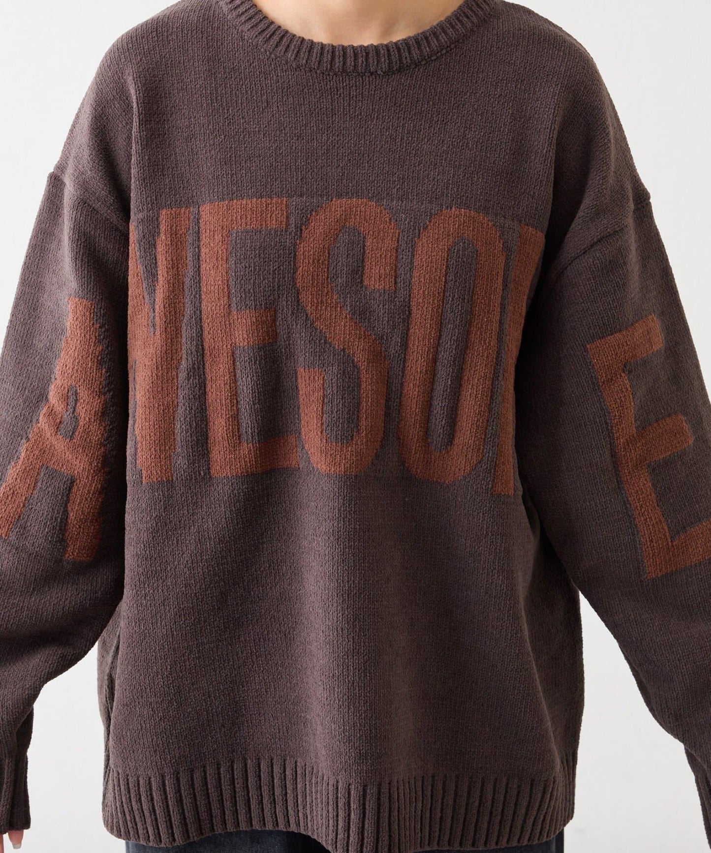 【UNISEX】提花絨標誌針織衫