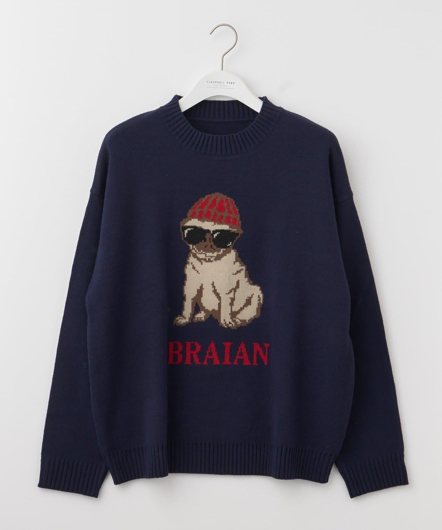 狗狗針織混合標誌提花毛衣