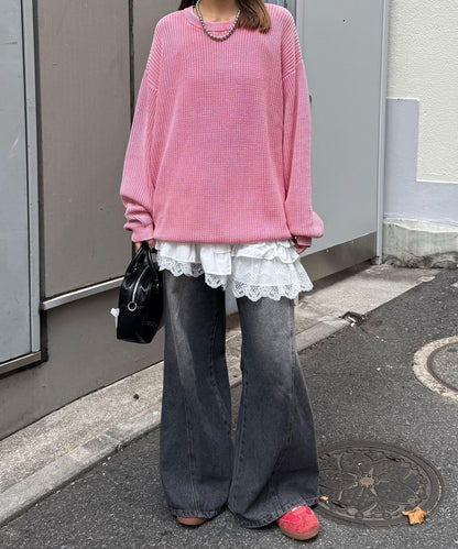 石洗針織套頭衫