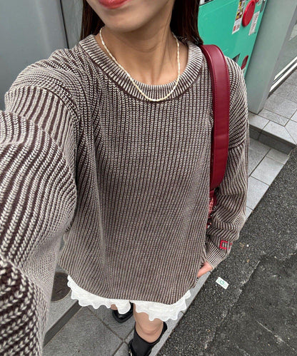 石洗針織套頭衫