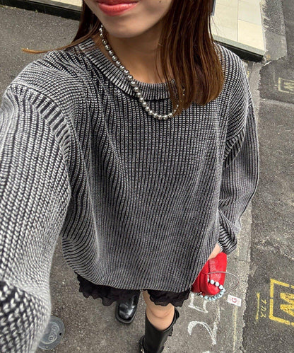 石洗針織套頭衫