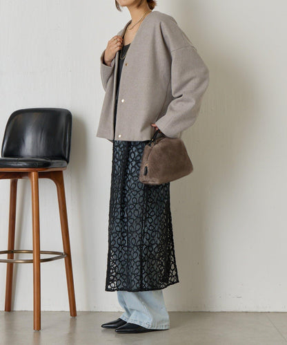 下襬褶飾短款夾克