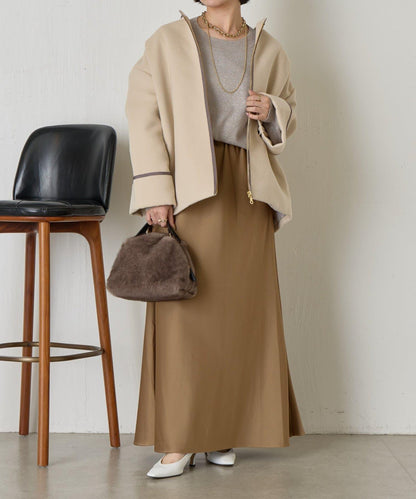 拼接線條繭型大衣