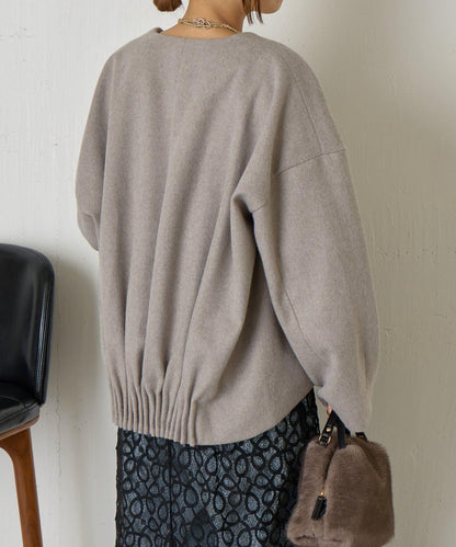 下襬褶飾短款夾克