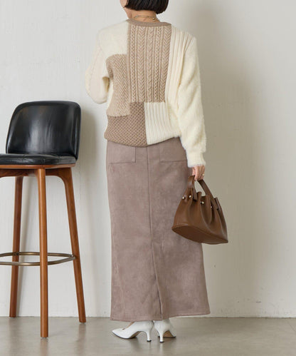 拼接羽毛針織衫