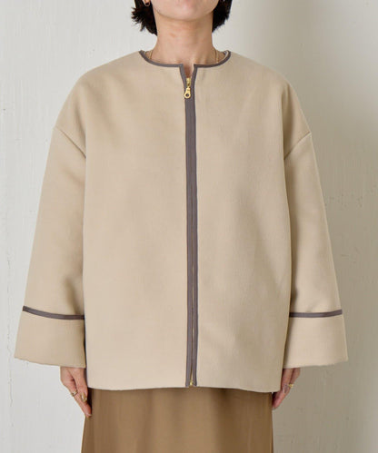 拼接線條繭型大衣