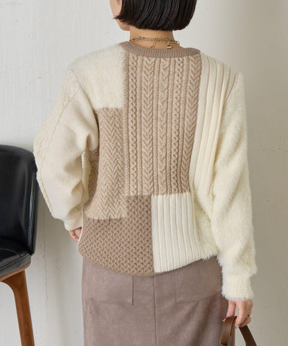 拼接羽毛針織衫