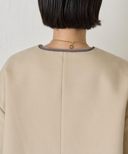 拼接線條繭型大衣