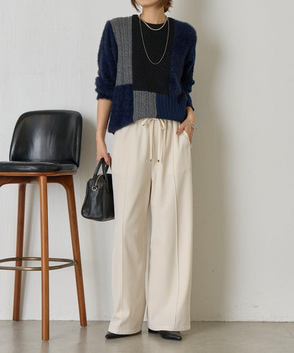 拼接羽毛針織衫