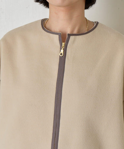 拼接線條繭型大衣