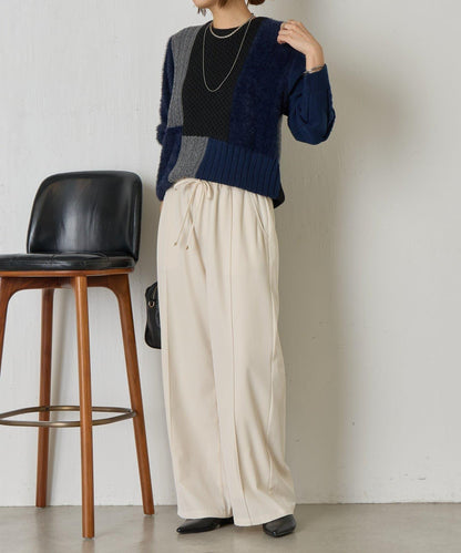 拼接羽毛針織衫