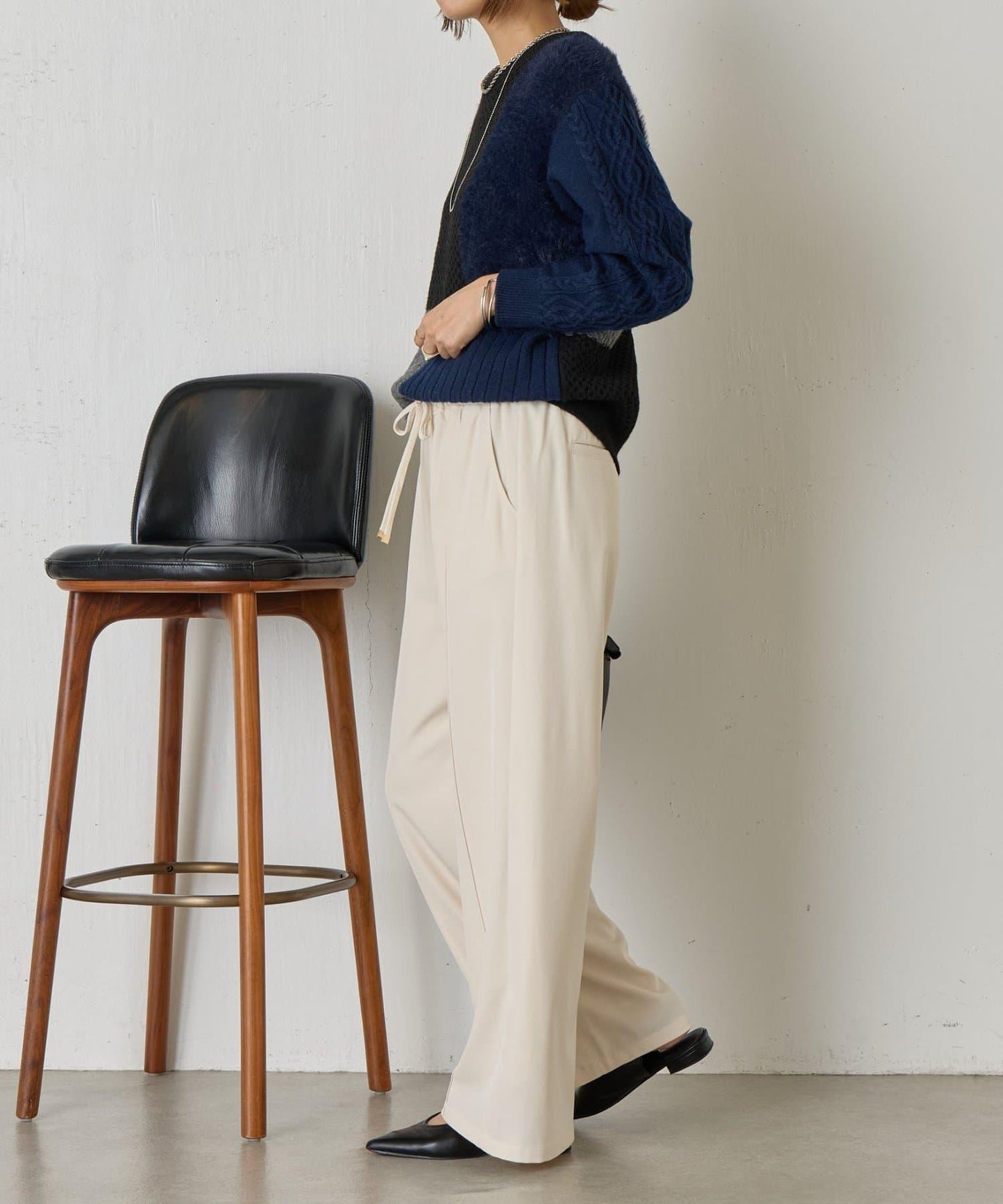 拼接羽毛針織衫