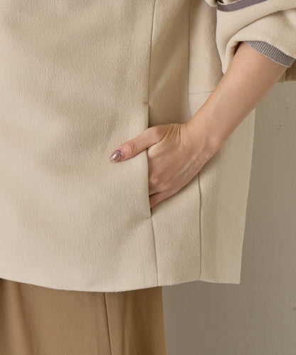 拼接線條繭型大衣