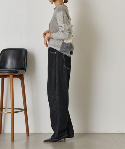 拼接羽毛針織衫