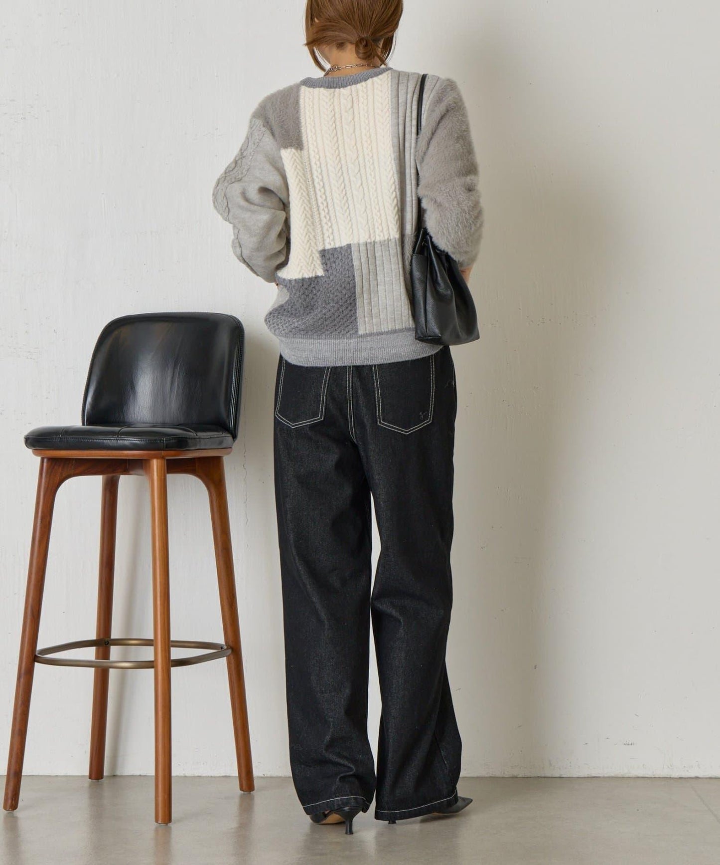 拼接羽毛針織衫