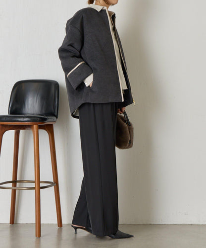 拼接線條繭型大衣