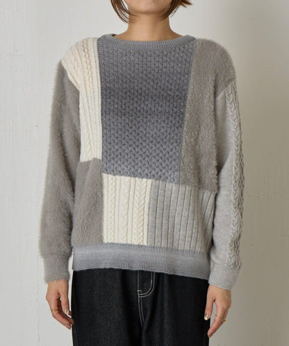 拼接羽毛針織衫