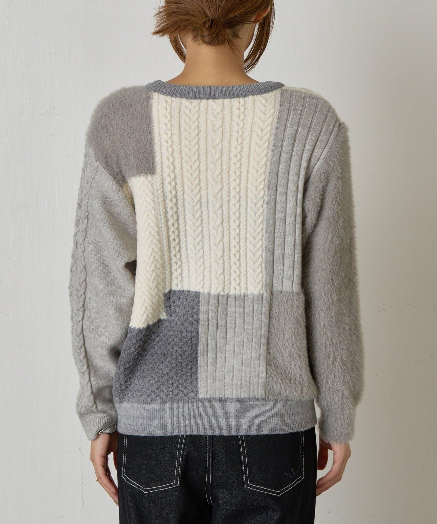 拼接羽毛針織衫