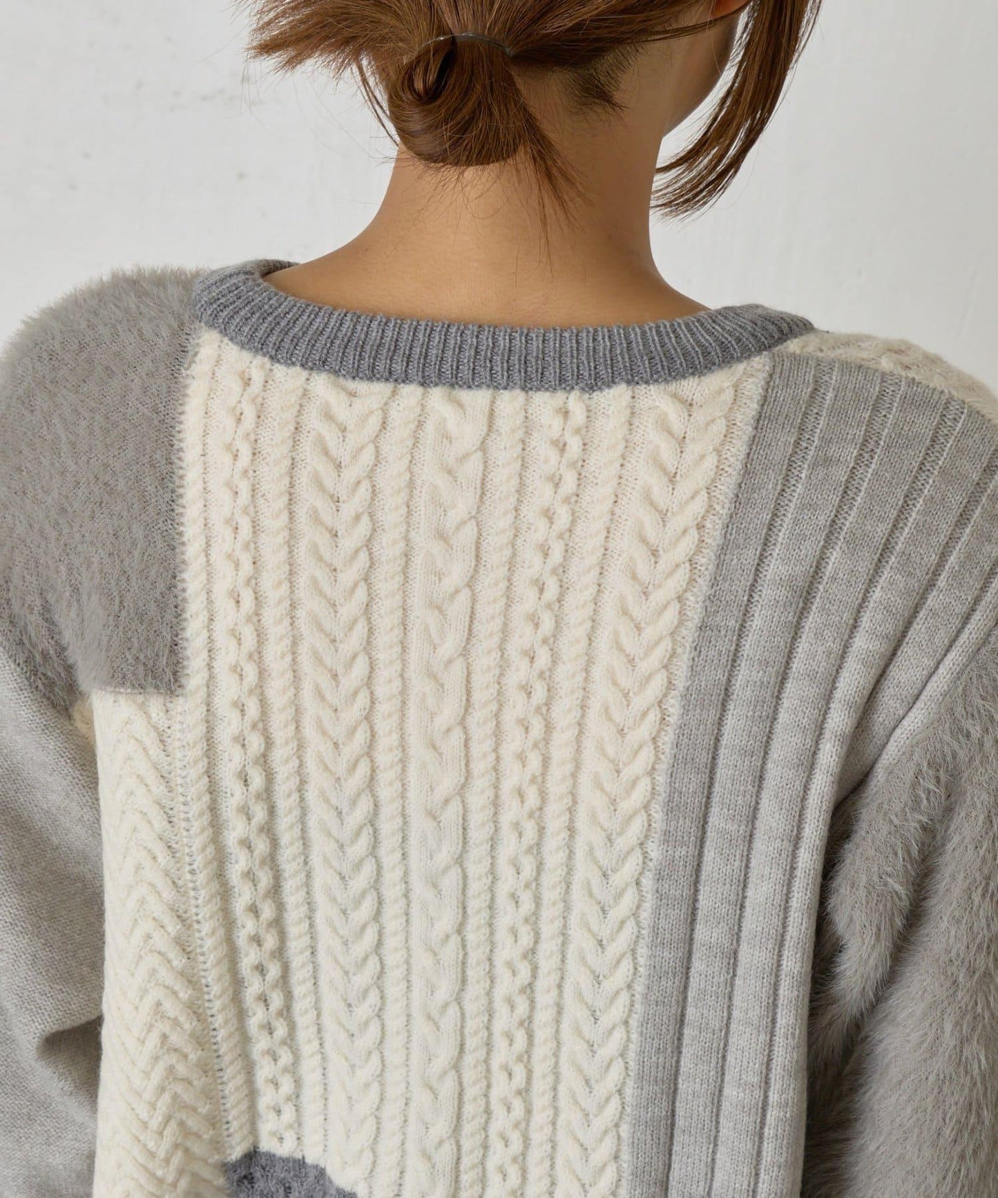 拼接羽毛針織衫