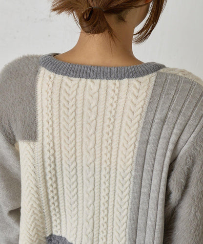 拼接羽毛針織衫