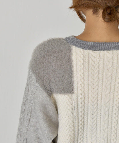 拼接羽毛針織衫