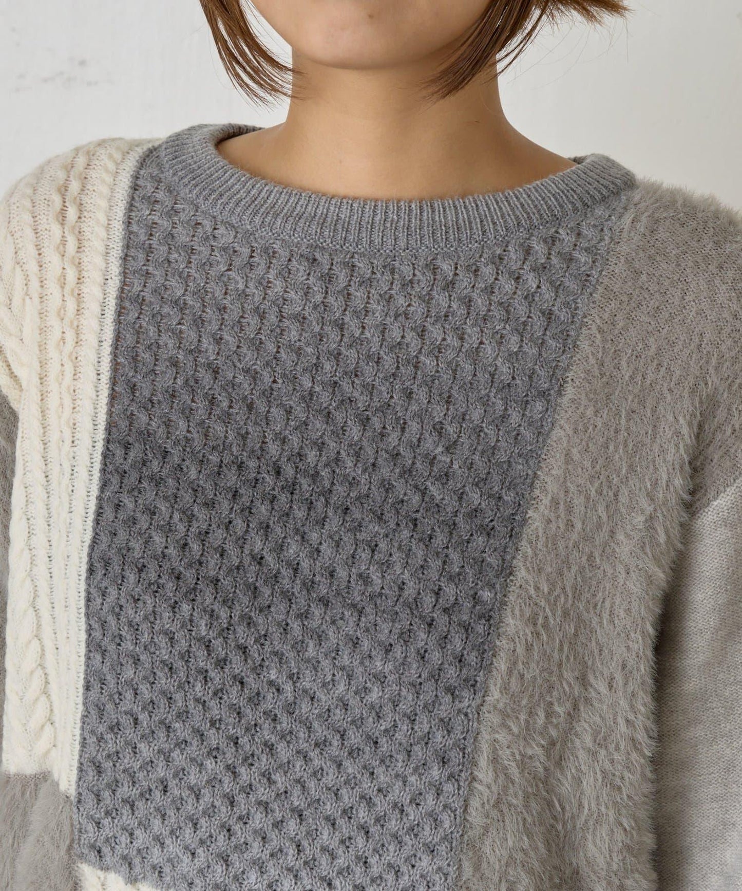 拼接羽毛針織衫