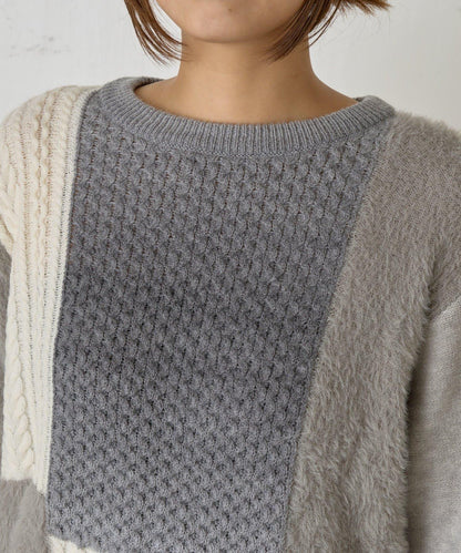 拼接羽毛針織衫