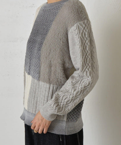 拼接羽毛針織衫