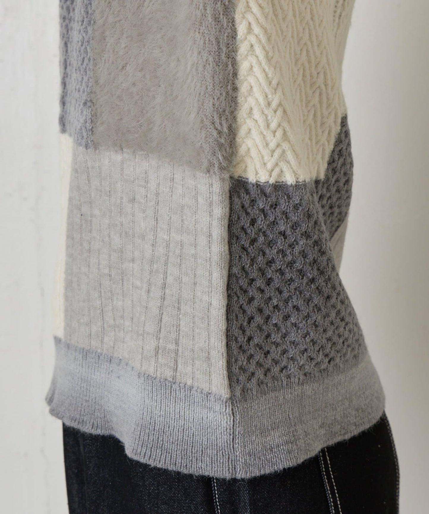 拼接羽毛針織衫