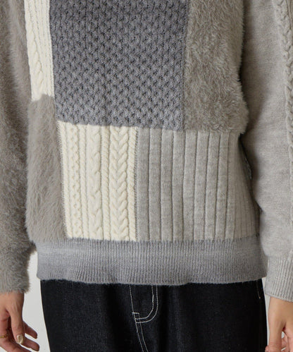 拼接羽毛針織衫