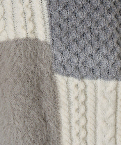 拼接羽毛針織衫