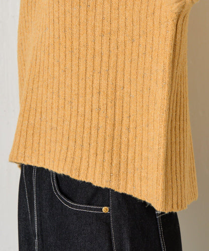 領口袖口拼色條紋亮絲針織衫