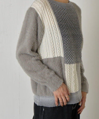 拼接羽毛針織衫