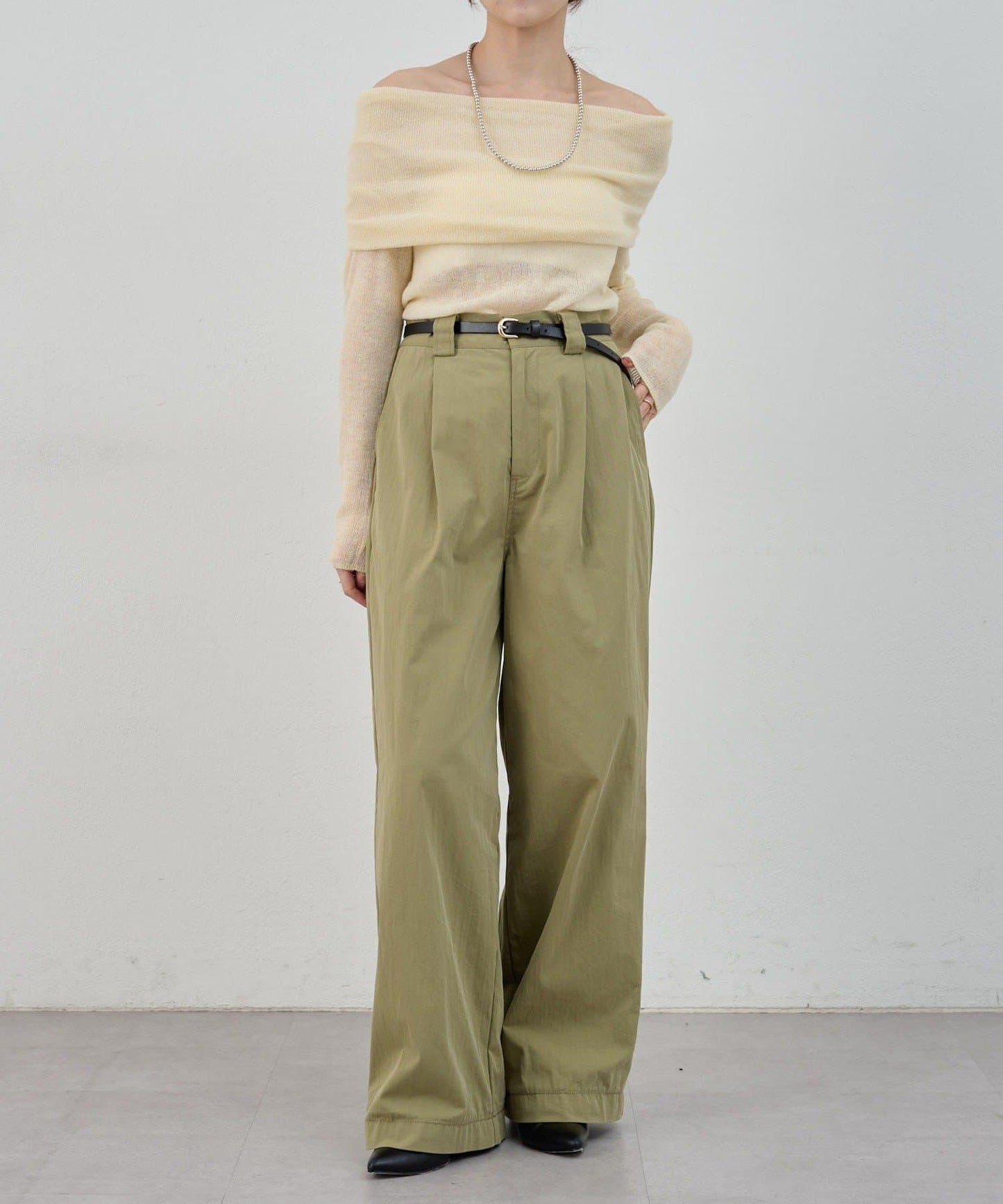 【SHENERY】透視一字肩針織衫