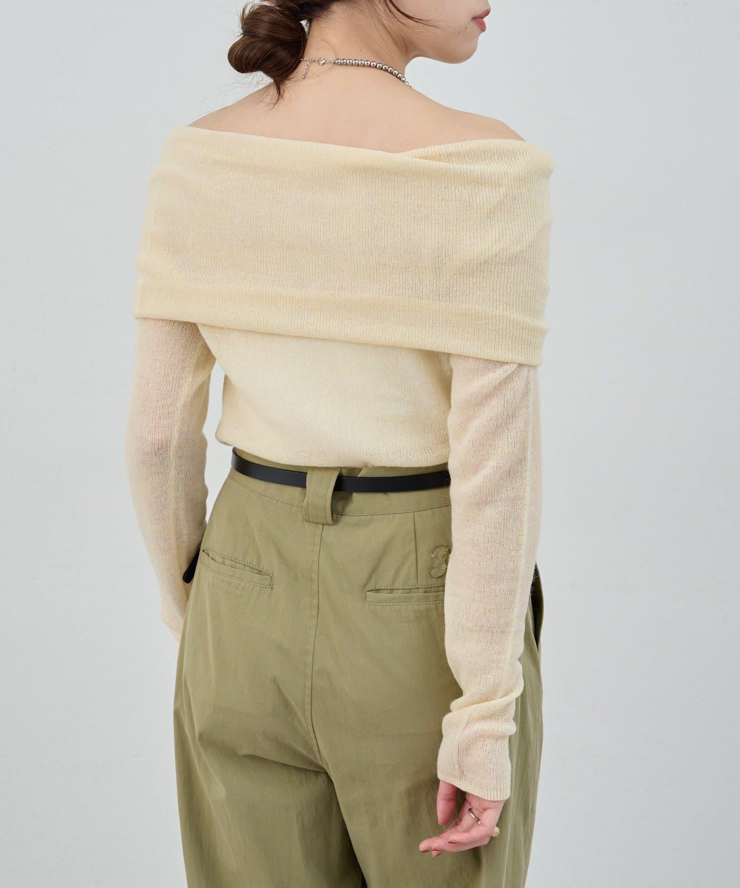 【SHENERY】透視一字肩針織衫