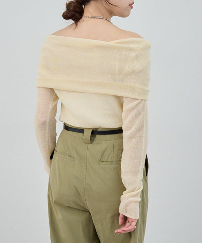 【SHENERY】透視一字肩針織衫