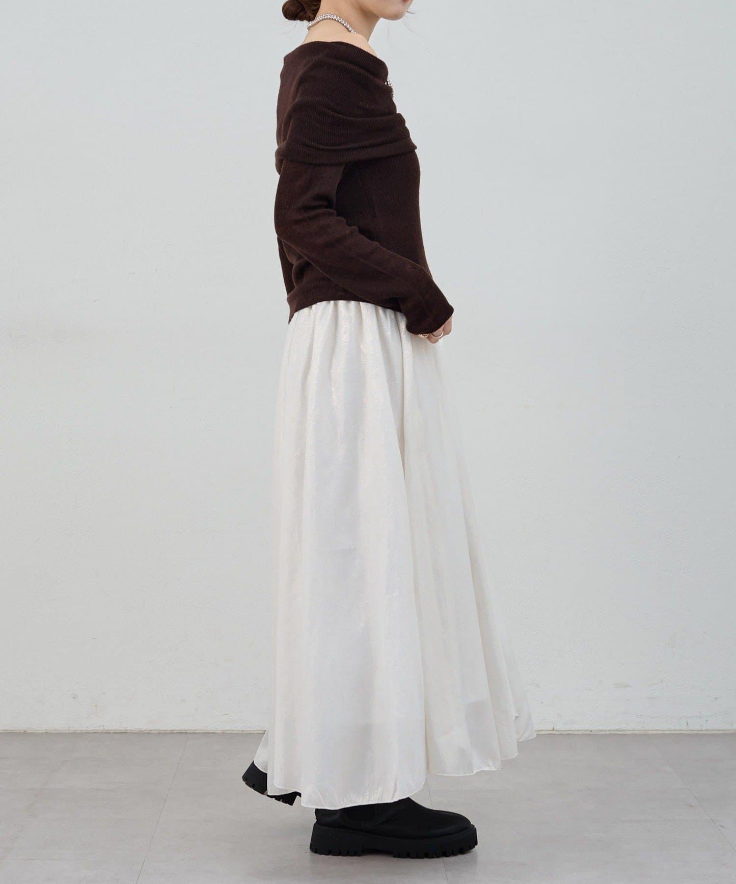 【SHENERY】透視一字肩針織衫