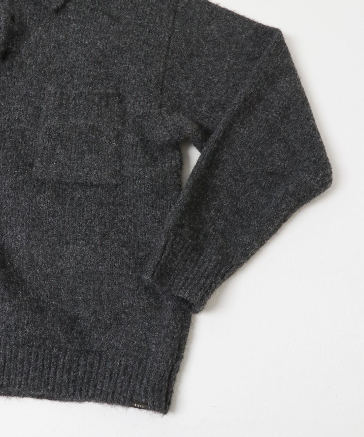 毛絨針織翻領套頭衫