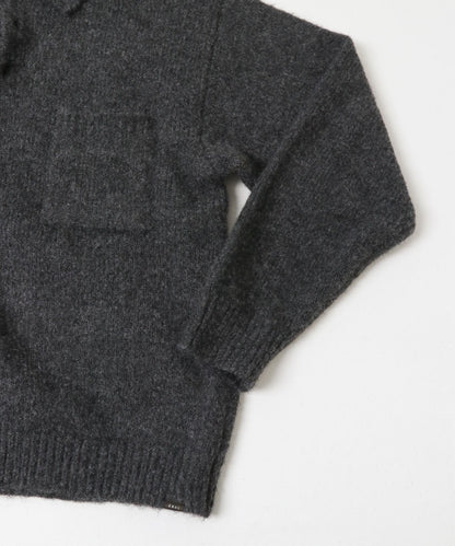 毛絨針織翻領套頭衫