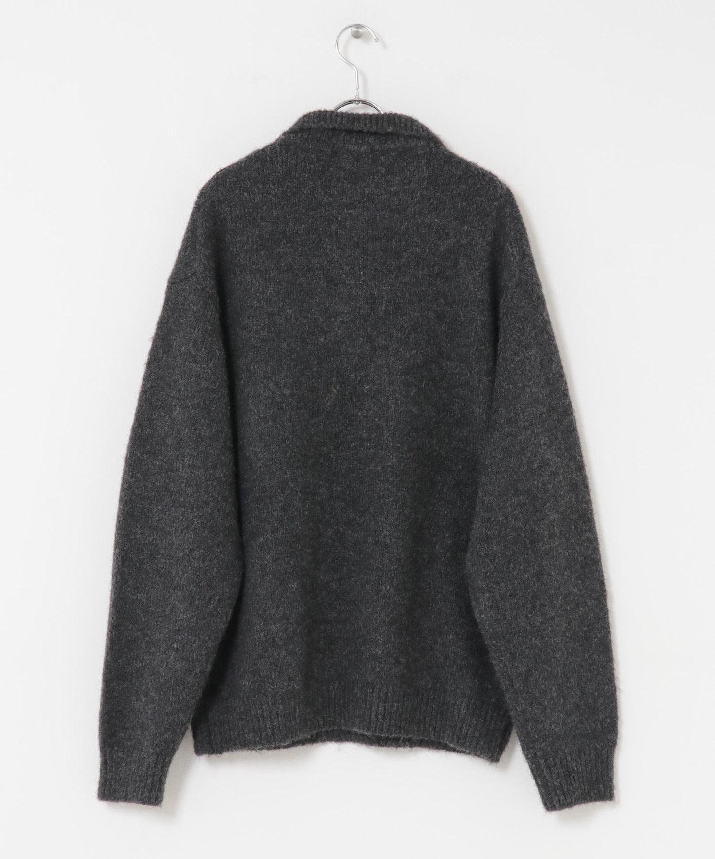 毛絨針織翻領套頭衫