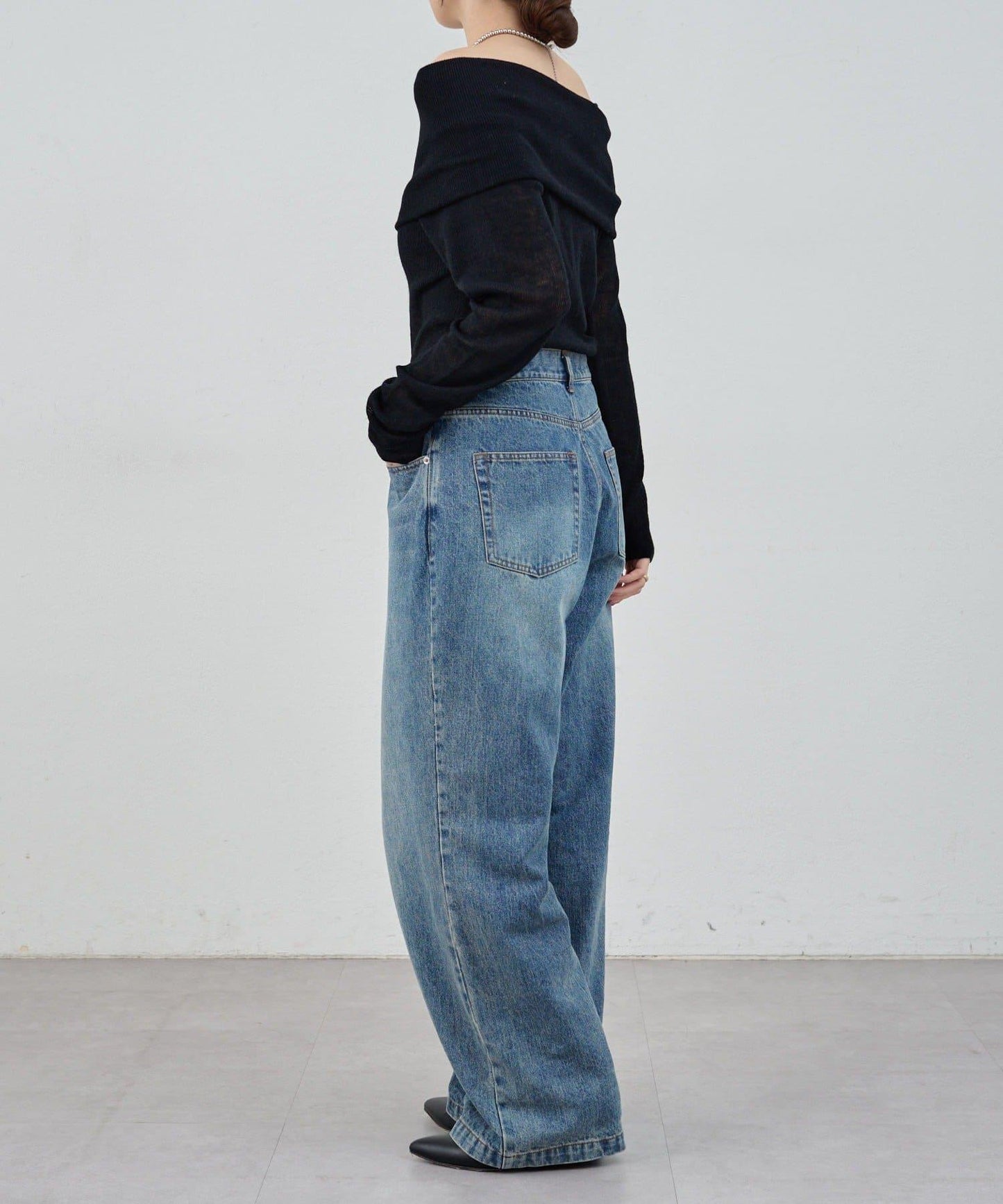 【SHENERY】透視一字肩針織衫