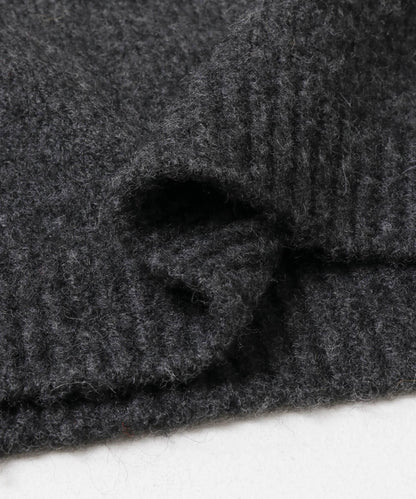 毛絨針織翻領套頭衫