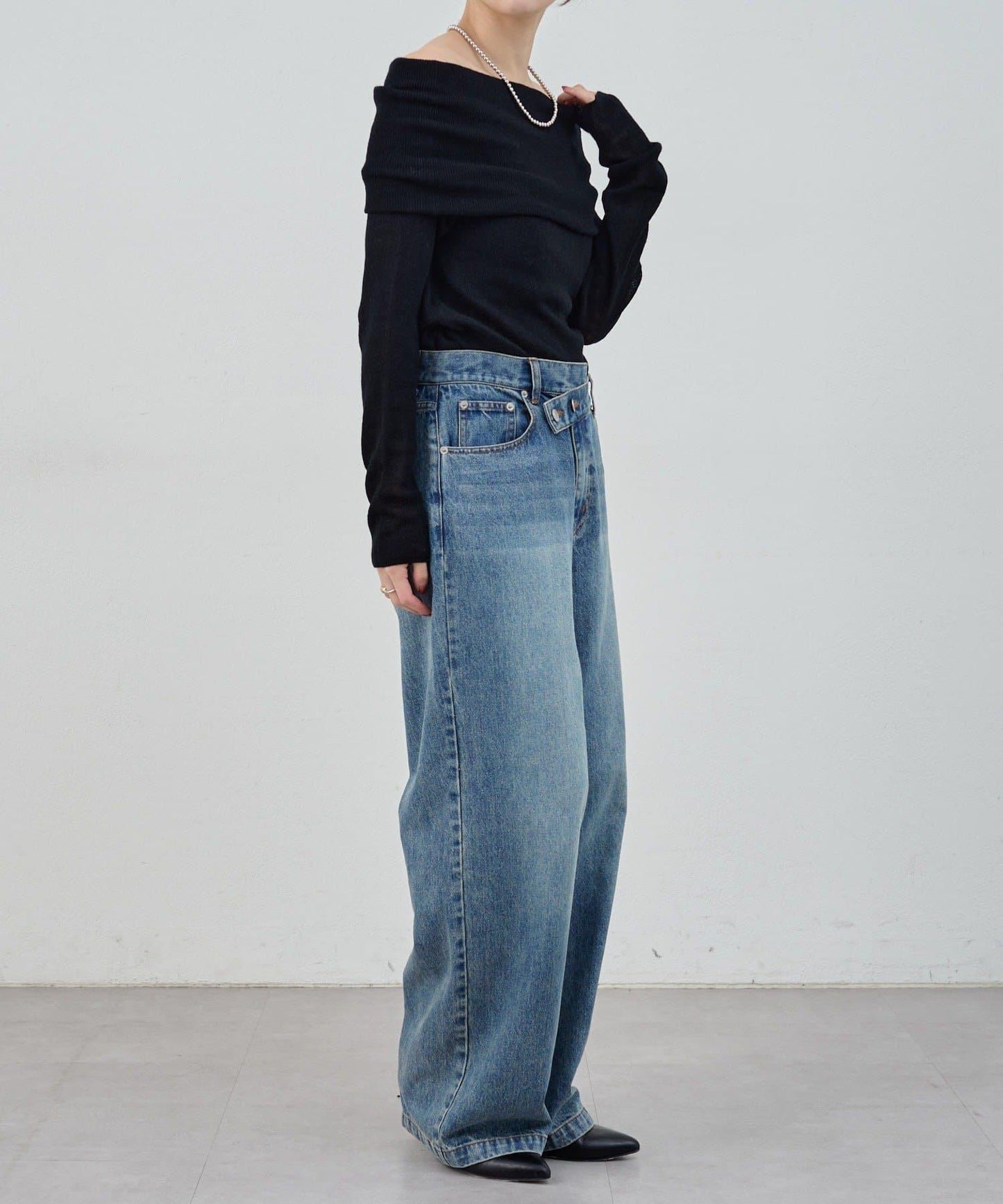 【SHENERY】透視一字肩針織衫