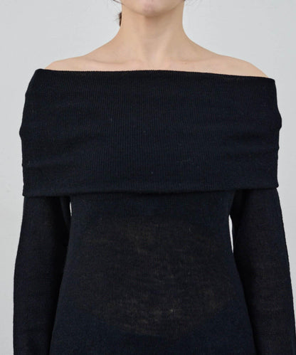 【SHENERY】透視一字肩針織衫