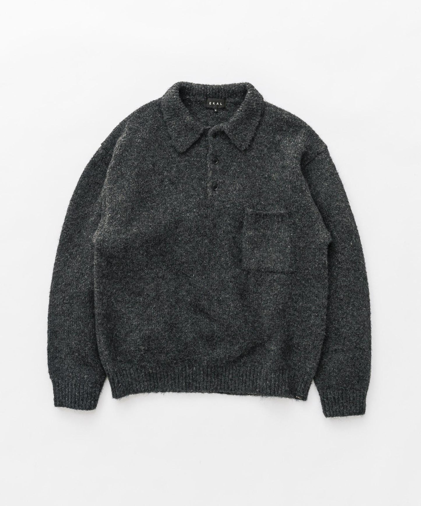 毛絨針織翻領套頭衫