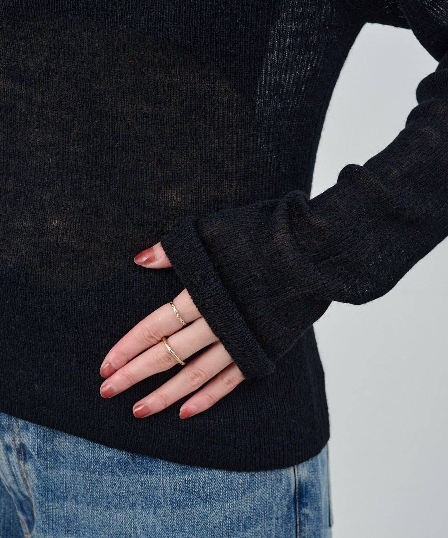 【SHENERY】透視一字肩針織衫