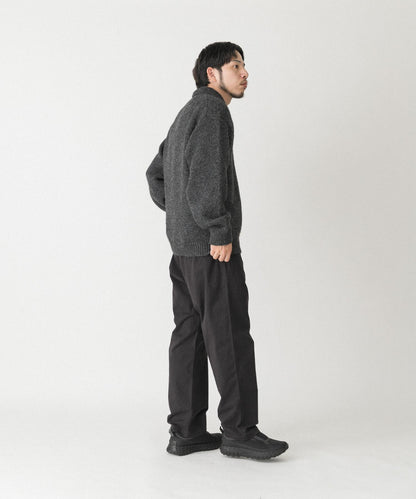 毛絨針織翻領套頭衫